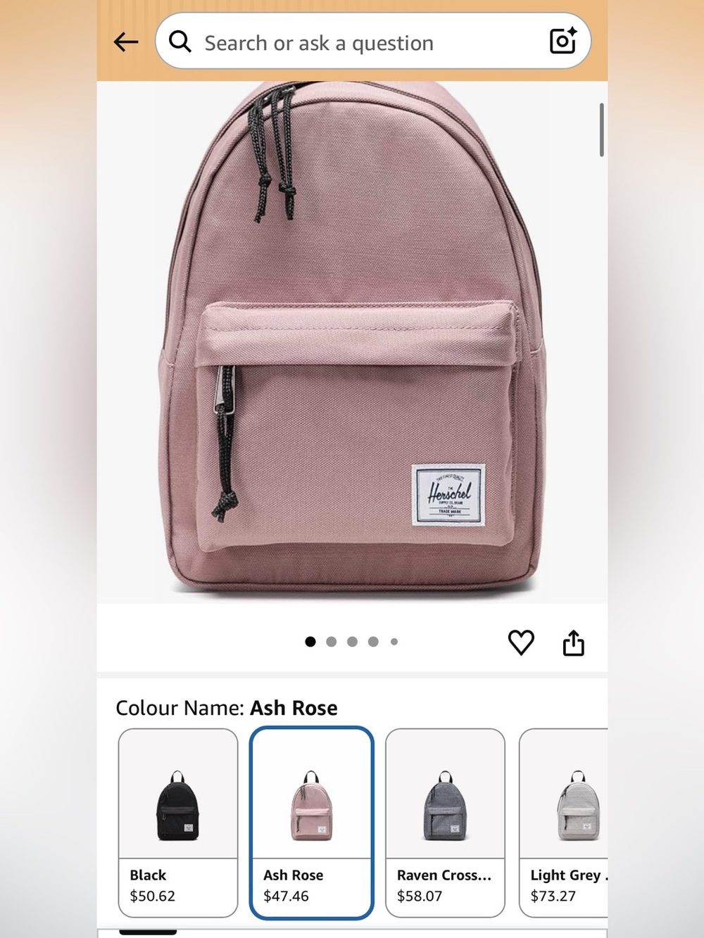 Herschel Pink Mini Backpack